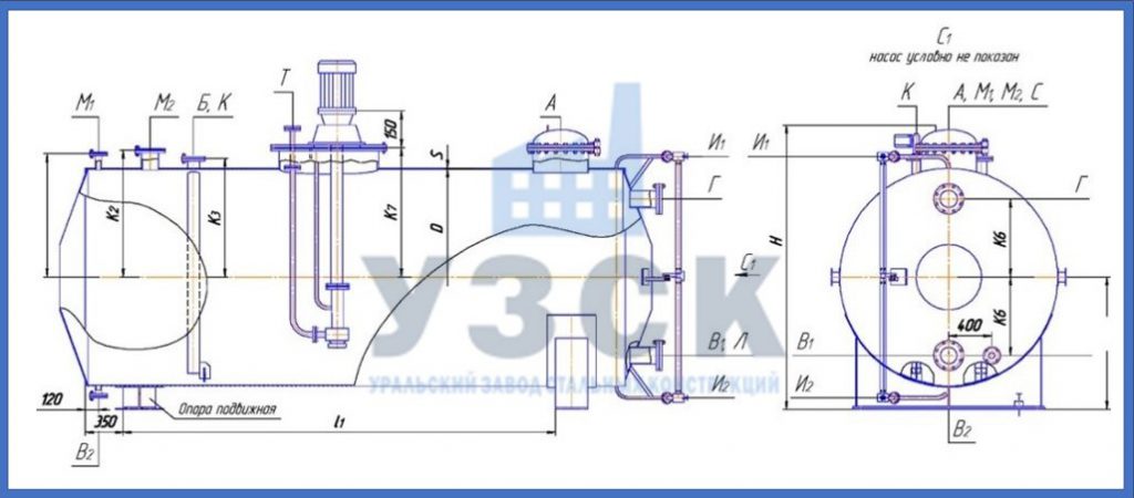 Чертеж емкости ГКК в Коломне